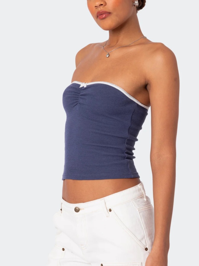 Nwt Edikted Waffle Strapless Top